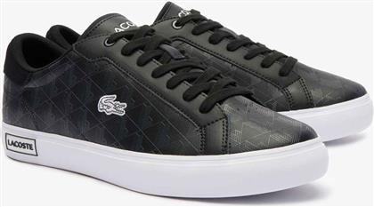 ΑΝΔΡΙΚΑ ΔΕΡΜΑΤΙΝΑ SNEAKERS ΜΕ ALL-OVER 3D MONOGRAM GRAPHIC PRINT ''POWERCOURT'' - 47SMA0090312 ΜΑΥΡΟ LACOSTE