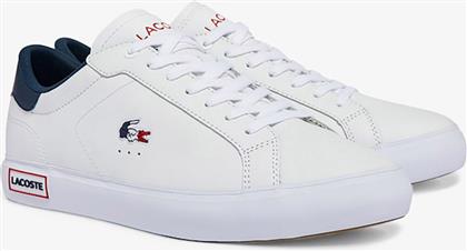 ΑΝΔΡΙΚΑ ΔΕΡΜΑΤΙΝΑ SNEAKERS ''POWERCOURT LEATHER TRICOLOUR'' - 43SMA0034407 ΛΕΥΚΟ LACOSTE