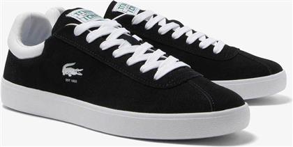 ΑΝΔΡΙΚΑ SNEAKERS ΑΠΟ ΔΕΡΜΑ SUEDE ΜΟΝΟΧΡΩΜΑ ΜΕ CROCODILE PRINT ''BASESHOT'' - 46SMA0065312 ΜΑΥΡΟ LACOSTE