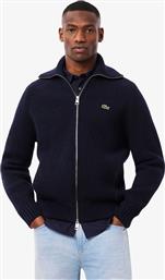 ΑΝΔΡΙΚΗ ΜΑΛΛΙΝΗ ΖΑΚΕΤΑ RIBBED ΜΕ ΨΗΛΟ ΛΑΙΜΟ ΚΑΙ ΚΕΝΤΗΜΕΝΟ ΛΟΓΟΤΥΠΟ CLASSIC FIT - AH5175-00 ΜΠΛΕ ΣΚΟΥΡΟ LACOSTE