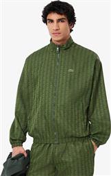 ΑΝΔΡΙΚΟ JACKET ΑΔΙΑΒΡΟΧΟ ΜΕ ALL-OVER MONOGRAM PRINT ΚΑΙ ΚΕΝΤΗΜΕΝΟ ΛΟΓΟΤΥΠΟ - BH8902-00 ΠΡΑΣΙΝΟ ΣΚΟΥΡΟ LACOSTE