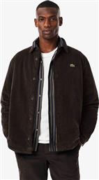 ΑΝΔΡΙΚΟ ΚΟΤΛΕ OVERSHIRT ΜΕ ΚΕΝΤΗΜΕΝΟ ΛΟΓΟΤΥΠΟ OVERSIZED FIT - CH3512-00 ΚΑΦΕ ΣΚΟΥΡΟ LACOSTE