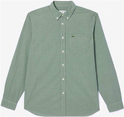 ΑΝΔΡΙΚΟ ΠΟΥΚΑΜΙΣΟ GINGHAM POPLIN ΜΕ ΨΙΛΟ ΚΑΡΟ ΣΧΕΔΙΟ ΚΑΙ ΤΣΕΠΗ ΜΕ ΚΕΝΤΗΜΕΝΟ ΛΟΓΟΤΥΠΟ REGULAR FIT - CH5621 ΠΡΑΣΙΝΟ LACOSTE