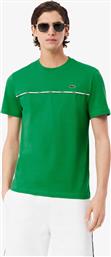 ΑΝΔΡΙΚΟ T-SHIRT ΜΕ CONTRAST ΡΙΓΑ ΚΑΙ ΚΕΝΤΗΜΕΝΟ ΛΟΓΟΤΥΠΟ REGULAR FIT - TH9842-00 ΠΡΑΣΙΝΟ LACOSTE