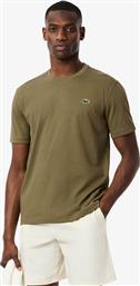ΑΝΔΡΙΚΟ T-SHIRT ΜΟΝΟΧΡΩΜΟ ΜΕ ΚΕΝΤΗΜΕΝΟ ΛΟΓΟΤΥΠΟ REGULAR FIT - TH7618 ΛΑΔΙ LACOSTE