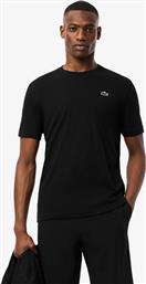 ΑΝΔΡΙΚΟ T-SHIRT ΜΟΝΟΧΡΩΜΟ ΜΕ ΚΕΝΤΗΜΕΝΟ ΛΟΓΟΤΥΠΟ REGULAR FIT - TH7618 ΜΑΥΡΟ LACOSTE
