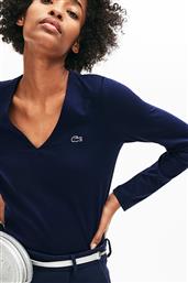 ΓΥΝΑΙΚΕΙΑ ΜΠΛΟΥΖΑ ΜΟΝΟΧΡΩΜΗ V NECK - TF8792 ΜΠΛΕ ΣΚΟΥΡΟ LACOSTE