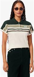 ΓΥΝΑΙΚΕΙΑ ΜΠΛΟΥΖΑ ΠΟΛΟ ΠΙΚΕ ΜΕ CONTRAST ΡΙΓΕΣ ΚΑΙ LOGO PATCH SLIM FIT - PF5291-00 ΚΡΕΜ LACOSTE