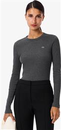 ΓΥΝΑΙΚΕΙΑ ΜΠΛΟΥΖΑ RIBBED ΜΕ ΚΕΝΤΗΜΕΝΟ ΛΟΓΟΤΥΠΟ SLIM FIT - TF1692 ΑΝΘΡΑΚΙ LACOSTE