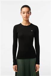 ΓΥΝΑΙΚΕΙΑ ΜΠΛΟΥΖΑ RIBBED ΜΕ ΚΕΝΤΗΜΕΝΟ ΛΟΓΟΤΥΠΟ SLIM FIT - TF1692 ΜΑΥΡΟ LACOSTE