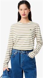 ΓΥΝΑΙΚΕΙΑ ΜΠΛΟΥΖΑ ΡΙΓΕ ΜΕ ΜΑΚΡΥ ΜΑΝΙΚΙ REGULAR FIT - TF7573-00 ΕΚΡΟΥ LACOSTE