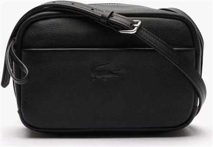 ΓΥΝΑΙΚΕΙΑ ΔΕΡΜΑΤΙΝΗ ΤΣΑΝΤΑ CROSSBODY ΜΟΝΟΧΡΩΜΗ ΜΕ ΑΝΑΓΛΥΦΗ ΛΕΠΤΟΜΕΡΕΙΑ - NF4506IE ΜΑΥΡΟ LACOSTE