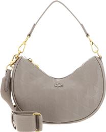 ΓΥΝΑΙΚΕΙΑ ΔΕΡΜΑΤΙΝΗ ΤΣΑΝΤΑ ΩΜΟΥ ΜΕ ALL-OVER MONOGRAM ''MAHEKI HALF MOON'' - NF4710MH ΓΚΡΙ ΑΝΟΙΧΤΟ LACOSTE
