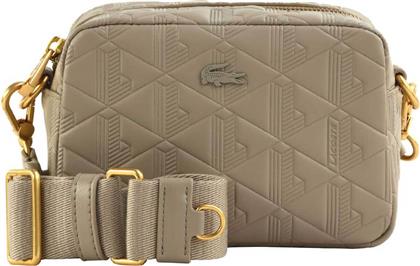 ΓΥΝΑΙΚΕΙΑ ΔΕΡΜΑΤΙΝΗ ΤΣΑΝΤΑ ΩΜΟΥ ΜΕ ALL-OVER MONOGRAM ''SMALL MAHEKI'' - NF4875MH ΜΠΕΖ LACOSTE