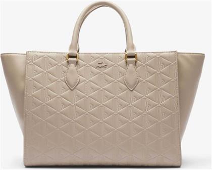 ΓΥΝΑΙΚΕΙΑ ΔΕΡΜΑΤΙΝΗ ΤΣΑΝΤΑ TOTE ΜΕ ALL-OVER MONOGRAM ''LARGE MAHEKI'' - NF4878MH ΜΠΕΖ LACOSTE