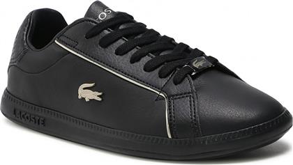 ΓΥΝΑΙΚΕΙΑ SNEAKERS ΜΟΝΟΧΡΩΜΑ ΜΕ ΚΟΡΔΟΝΙΑ ΚΑΙ ΜΕΤΑΛΛΙΚΟ ΛΟΓΟΤΥΠΟ ''GRADUATE'' - 41SFA007702H ΜΑΥΡΟ LACOSTE