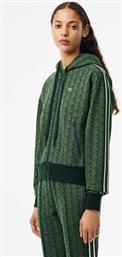 ΓΥΝΑΙΚΕΙΑ ΖΑΚΕΤΑ ΦΟΥΤΕΡ ΜΕ ΚΟΥΚΟΥΛΑ ΚΑΙ ALL-OVER MONOGRAM PRINT REGULAR FIT - SF7606 ΠΡΑΣΙΝΟ ΣΚΟΥΡΟ LACOSTE