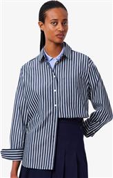 ΓΥΝΑΙΚΕΙΟ ΠΟΥΚΑΜΙΣΟ POPLIN ΜΕ ΤΣΕΠΗ ΚΑΙ ΛΟΓΟΤΥΠΟ OVERSIZED FIT - CF0215-00 ΜΠΛΕ ΣΚΟΥΡΟ LACOSTE