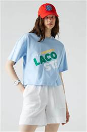 ΓΥΝΑΙΚΕΙΟ T-SHIRT ΜΕ GRAPHIC LOGO PRINT ΚΑΙ ΣΤΡΟΓΓΥΛΗ ΛΑΙΜΟΚΟΨΗ RELAXED FIT - TF1241 LACOSTE
