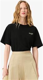 ΓΥΝΑΙΚΕΙΟ T-SHIRT ΜΟΝΟΧΡΩΜΟ ΜΕ ΚΕΝΤΗΜΕΝΟ ΛΟΓΟΤΥΠΟ OVERSIZED FIT - TF7606-00 ΜΑΥΡΟ LACOSTE