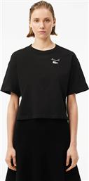 ΓΥΝΑΙΚΕΙΟ T-SHIRT ΜΟΝΟΧΡΩΜΟ ΜΕ LOGO PRINT GENEROUS CUT - TF2523-00 ΜΑΥΡΟ LACOSTE