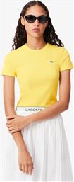 ΓΥΝΑΙΚΕΙΟ T-SHIRT RIBBED ΜΕ ΚΕΝΤΗΜΕΝΟ ΛΟΓΟΤΥΠΟ SLIM FIT - TF5538 ΚΙΤΡΙΝΟ ΑΝΟΙΧΤΟ LACOSTE