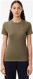 ΓΥΝΑΙΚΕΙΟ T-SHIRT RIBBED ΜΕ ΚΕΝΤΗΜΕΝΟ ΛΟΓΟΤΥΠΟ SLIM FIT - TF5538 ΛΑΔΙ LACOSTE