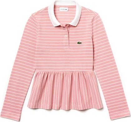 ΠΑΙΔΙΚΗ ΜΠΛΟΥΖΑ ΠΟΛΟ ΜΑΚΡΥΜΑΝΙΚΗ ΡΙΓΕ KIDS COLLECTION - PJ9811 ΡΟΖ LACOSTE