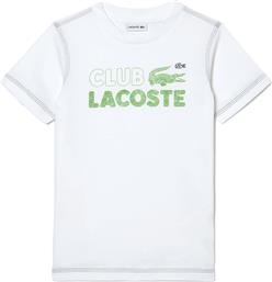 ΠΑΙΔΙΚΟ T-SHIRT ΜΕ CONTRAST LOGO PRINT ΚΑΙ CONTRAST ΡΑΦΕΣ (3-16 ΕΤΩΝ) - TJ5484 ΛΕΥΚΟ LACOSTE