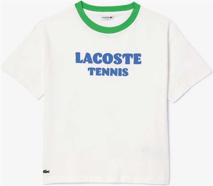 ΠΑΙΔΙΚΟ ΒΑΜΒΑΚΕΡΟ T-SHIRT ΜΟΝΟΧΡΩΜΟ ΜΕ CONTRAST LOGO PRINT - TJ7659 ΛΕΥΚΟ LACOSTE