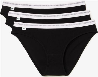 ΣΕΤ ΓΥΝΑΙΚΕΙΑ ΕΣΩΡΟΥΧΑ BRIEF ΜΕ CONTRAST ΜΕΣΗ ΚΑΙ ΛΟΓΟΤΥΠΟ (3 ΤΕΜΑΧΙΑ) - 8F1338 ΜΑΥΡΟ LACOSTE