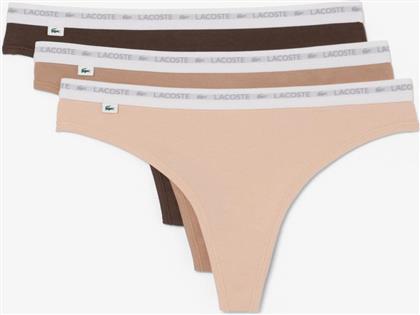 ΣΕΤ ΓΥΝΑΙΚΕΙΑ ΕΣΩΡΟΥΧΑ STRING BRIEF ΜΕ CONTRAST ΜΕΣΗ ΚΑΙ ΛΟΓΟΤΥΠΟ (3 ΤΕΜΑΧΙΑ) - 8F1341 ΜΠΕΖ LACOSTE