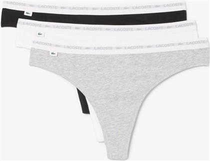 ΣΕΤ ΓΥΝΑΙΚΕΙΑ ΕΣΩΡΟΥΧΑ STRING BRIEF ΜΕ CONTRAST ΜΕΣΗ ΚΑΙ ΛΟΓΟΤΥΠΟ (3 ΤΕΜΑΧΙΑ) - 8F1341 ΓΚΡΙ LACOSTE