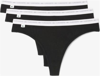 ΣΕΤ ΓΥΝΑΙΚΕΙΑ ΕΣΩΡΟΥΧΑ STRING BRIEF ΜΕ CONTRAST ΜΕΣΗ ΚΑΙ ΛΟΓΟΤΥΠΟ (3 ΤΕΜΑΧΙΑ) - 8F1341 ΜΑΥΡΟ LACOSTE