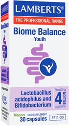 BIOME BALANCE YOUTH ΣΥΜΠΛΗΡΩΜΑ ΔΙΑΤΡΟΦΗΣ ΣΥΝΔΥΑΣΜΟΥ 2 ΠΡΟΒΙΟΤΙΚΩΝ ΣΤΕΛΕΧΩΝ ΓΙΑ ΤΗΝ ΑΠΟΚΑΤΑΣΤΑΣΗ ΤΗΣ ΙΣΟΡΡΟΠΙΑΣ ΤΩΝ ΦΙΛΙΚΩΝ ΒΑΚΤΗΡΙΩΝ ΤΟΥ ΕΝΤΕΡΟΥ ΣΕ ΕΦΗΒΟΥΣ 30CAPS LAMBERTS