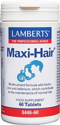 MAXI-HAIR NEW FORMULA ΣΥΜΠΛΗΡΩΜΑ ΔΙΑΤΡΟΦΗΣ ΜΕ ΒΙΟΤΙΝΗ, ΣΕΛΗΝΙΟ & ΣΥΝΔΥΑΣΜΟ ΜΙΚΡΟΘΡΕΠΤΙΚΩΝ ΣΥΣΤΑΤΙΚΩΝ ΓΙΑ ΤΗΝ ΚΑΛΗ ΥΓΕΙΑ ΤΩΝ ΜΑΛΛΙΩΝ ΜΕ ΑΝΤΙΟΞΕΙΔΩΤΙΚΕΣ ΙΔΙΟΤΗΤΕΣ 60TABS LAMBERTS