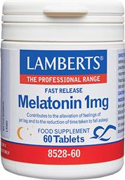 MELATONIN 1MG ΣΥΜΠΛΗΡΩΜΑ ΔΙΑΤΡΟΦΗΣ ΜΕΛΑΤΟΝΙΝΗΣ ΤΑΧΕΙΑΣ ΑΠΟΔΕΣΜΕΥΣΗΣ ΓΙΑ ΓΡΗΓΟΡΟΤΕΡΟ, ΕΥΚΟΛΟΤΕΡΟ & ΠΟΙΟΤΙΚΟΤΕΡΟ ΥΠΝΟ ΚΑΤΑ ΤΟΥ JET LAG 60TABS LAMBERTS