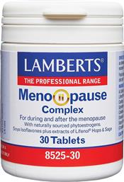 MENOPAUSE COMPLEX ΣΥΜΠΛΗΡΩΜΑ ΔΙΑΤΡΟΦΗΣ ΕΚΧΥΛΙΣΜΑΤΟΣ ΒΟΤΑΝΩΝ ΠΛΟΥΣΙΟ ΣΕ ΦΥΤΟΟΙΣΤΡΟΓΟΝΑ ΓΙΑ ΤΗΝ ΑΝΤΙΜΕΤΩΠΙΣΗ ΤΩΝ ΣΥΜΠΤΩΜΑΤΩΝ ΤΗΣ ΕΜΜΗΝΟΠΑΥΣΗΣ 30TABS LAMBERTS