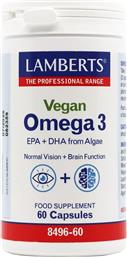 VEGAN OMEGA 3 FROM ALGAE ΣΥΜΠΛΗΡΩΜΑ ΔΙΑΤΡΟΦΗΣ ΕΛΑΙΟΥ ΘΑΛΑΣΣΙΑΣ ΑΛΓΗΣ ΠΛΟΥΣΙΟ ΣΕ ΦΥΤΙΚΗΣ ΠΡΟΕΛΕΥΣΗΣ ΩΜΕΓΑ 3 ΛΙΠΑΡΑ ΟΞΕΑ ΓΙΑ ΤΗΝ ΚΑΛΗ ΛΕΙΤΟΥΡΓΙΑ ΤΟΥ ΕΓΚΕΦΑΛΟΥ & ΤΗΣ ΟΡΑΣΗΣ 60CAPS LAMBERTS