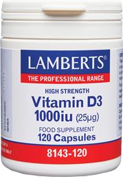 VITAMIN D3 1000IU ΣΥΜΠΛΗΡΩΜΑ ΔΙΑΤΡΟΦΗΣ ΜΕ ΒΙΤΑΜΙΝΗ D3 ΓΙΑ ΤΗΝ ΚΑΛΗ ΛΕΙΤΟΥΡΓΙΑ ΤΩΝ ΟΣΤΩΝ & ΑΝΟΣΟΠΟΙΗΤΙΚΟΥ 120CAPS LAMBERTS