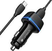 2XUSB 2,4A CAR CHARGER WITH TYPE-C CABLE 1M BLACK LAM112563 LAMTECH