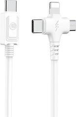 3 IN 1 CHARGING TYPE-C CABLE TO TYPE-C/LIGHTNING/MICRO USB 1M WHITE LAM113119 LAMTECH από το e-SHOP