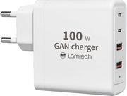 GAN FAST CHARGER 2XTYPE-C & 2XQC3.0 OUTPUT 100W LAM113416 LAMTECH