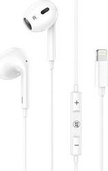 LIGHTNING WIRED EARPHONES WITH MICROPHONE WHITE LAM111740 LAMTECH