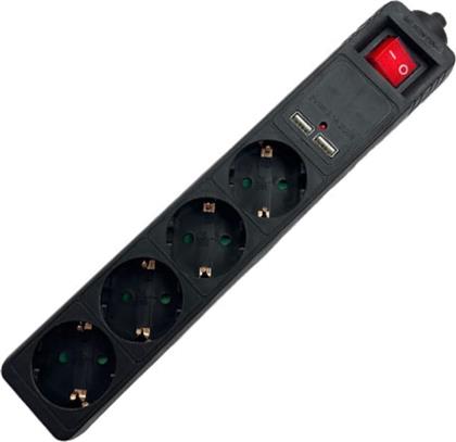 ΠΟΛΥΠΡΙΖΟ ΑΣΦΑΛΕΙΑΣ LAM111931 4 ΘΕΣΕΩΝ 2X USB 1.5M - ΜΑΥΡΟ LAMTECH