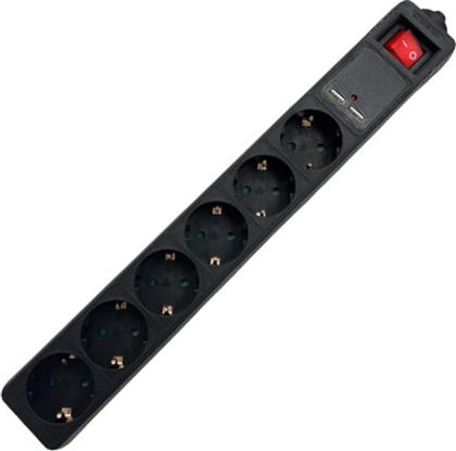 ΠΟΛΥΠΡΙΖΟ ΑΣΦΑΛΕΙΑΣ LAM111955 6 ΘΕΣΕΩΝ 2X USB 1.5M - ΜΑΥΡΟ LAMTECH