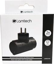 POWER SOCKET SPLITTER WITH 2 SCHUKO OUTLETS BLACK LAM023763 LAMTECH