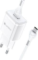 QUICK CHARGER USB3.0 18W WITH TYPE-C CABLE 1M WHITE LAM021998 LAMTECH από το e-SHOP