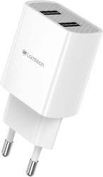 TRAVEL WALL CHARGER 2.1A WITH 2XUSB WHITE LAM020694 LAMTECH από το e-SHOP