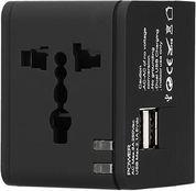 UNIVERSAL TRAVEL ADAPTER WITH 2 USB PORTS AC 6A BLACK LAM113829 LAMTECH από το e-SHOP